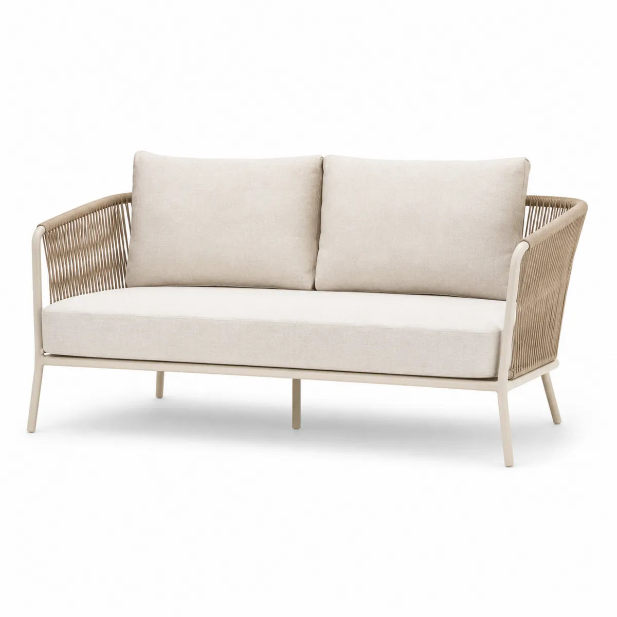 Dwuosobowa sofa ogrodowa aluminiowa beżowa 150x80x90 cm
