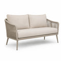 Kremowa sofa z poduszkami, aluminium i poliester, 140x75x78 cm