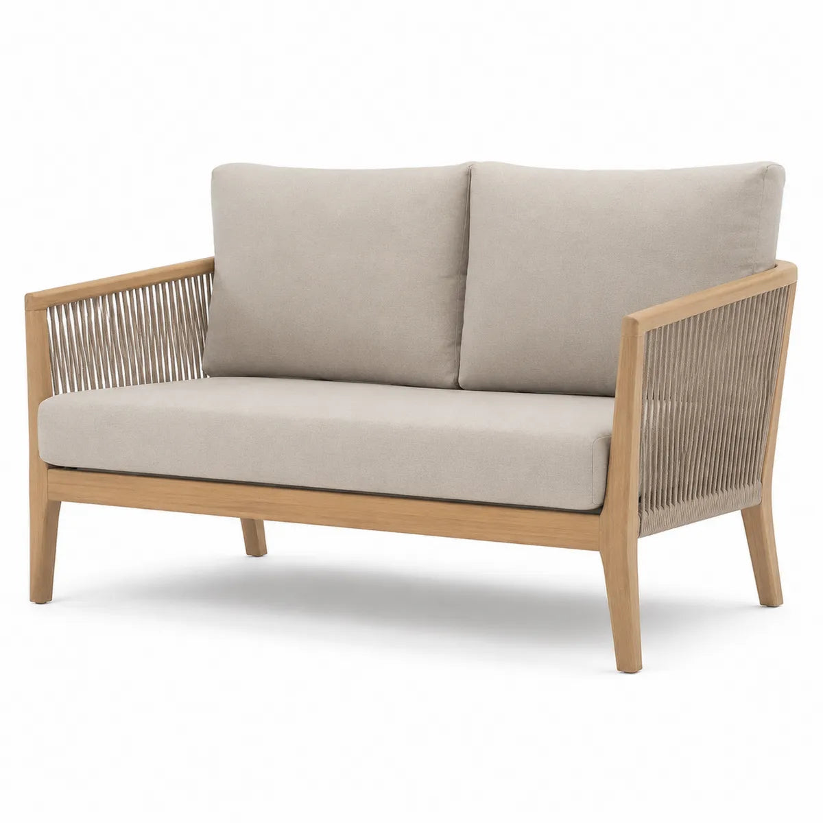 Sofa ogrodowa drewniana 2-osobowa beżowa