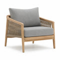 Fotel ogrodowy tkanina poliestrowa szary drewno teak 85x75x70 cm