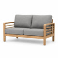 Dwuosobowa sofa z drewna tekowego szary poliester