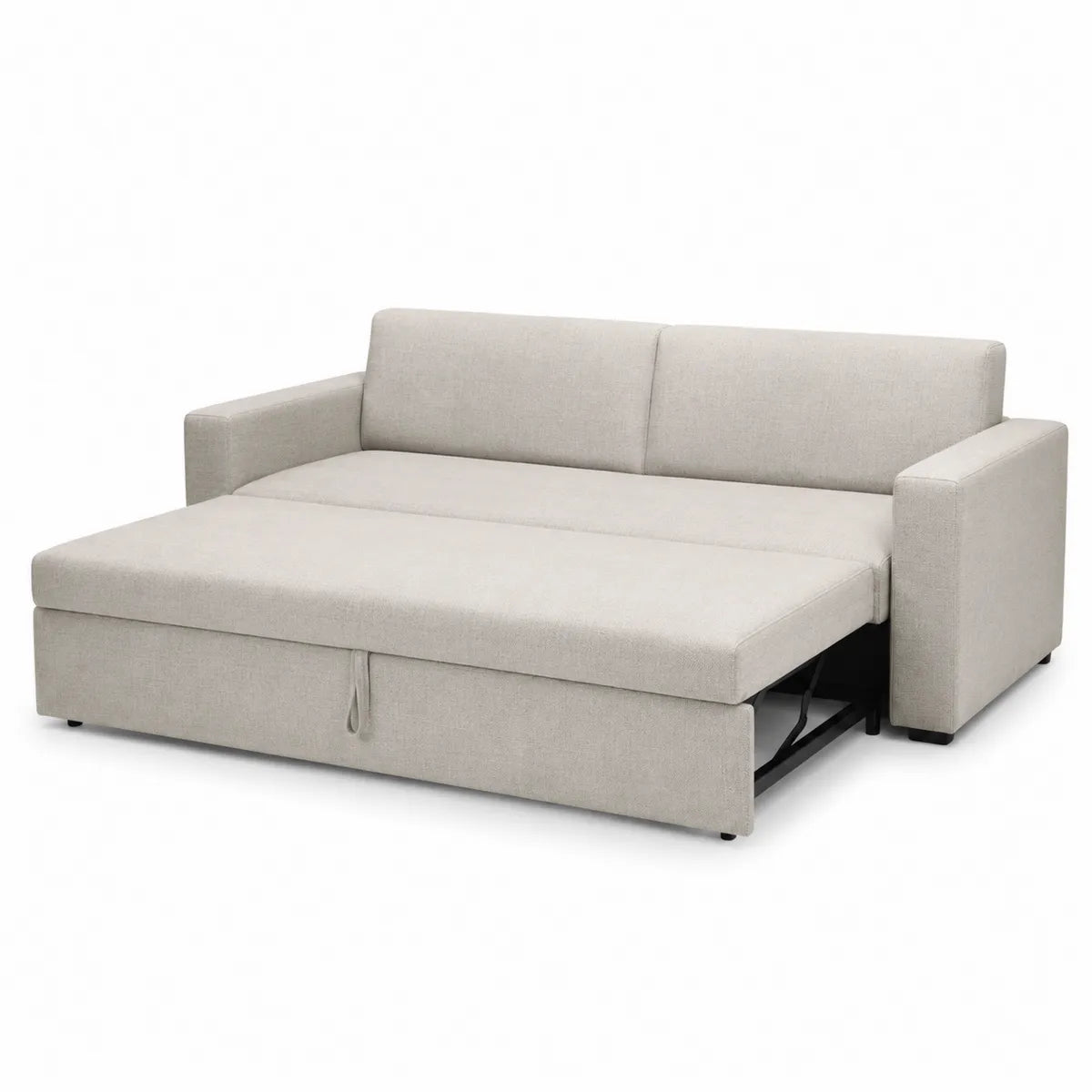 Sofa rozkładana z tkaniny beżowa 200 cm x 90 cm x 85 cm