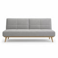 Sofa rozkładana tkanina poliestrowa szary drewno bukowe 200 cm