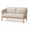 Dwuosobowa sofa z drewna tekowego i liny z tapicerką poliestrową 140 cm