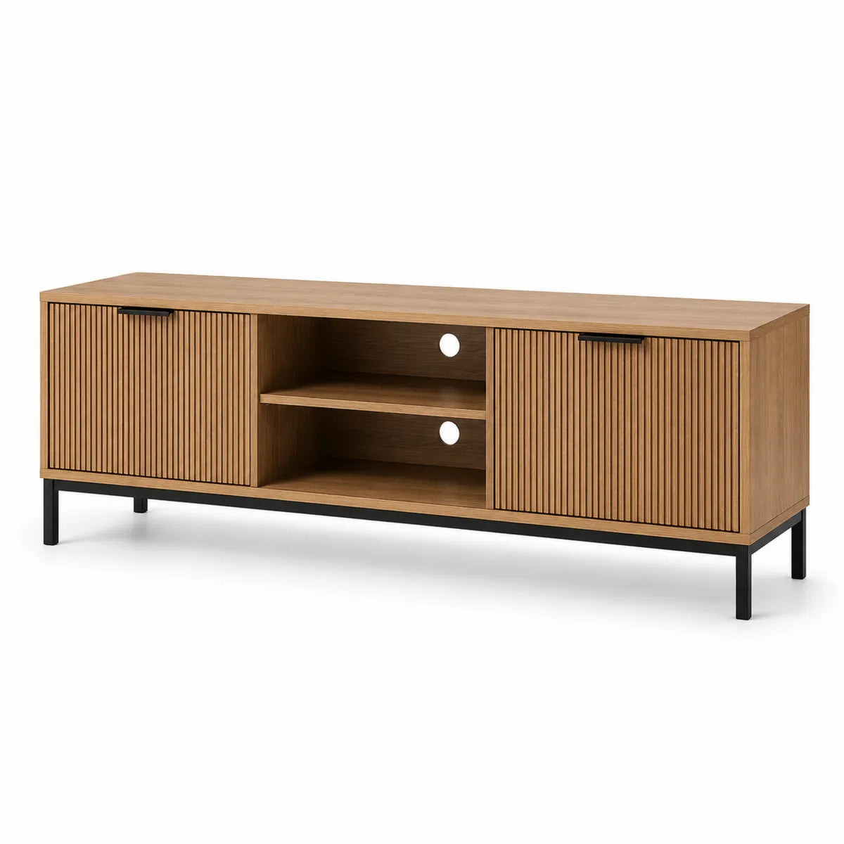 Szafka RTV drewniana z metalową podstawą 180x40x50 cm dąb