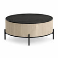 Okrągły stolik kawowy z MDF i metalu, czarny/beżowy, 75 cm