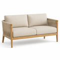 Sofa drewniana 2-osobowa z teak i poliester beżowa