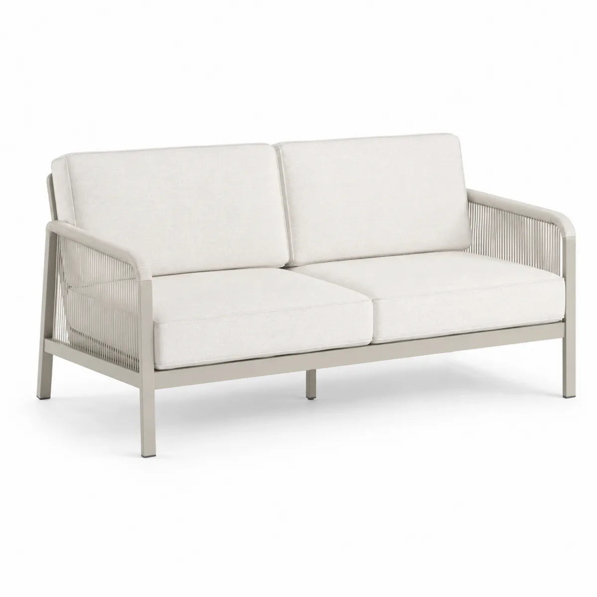 Dwuosobowa sofa aluminiowa beżowa 180x85x75 cm