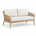 Dwuosobowa sofa ogrodowa z drewna teak i plecionki syntetycznej, beżowa