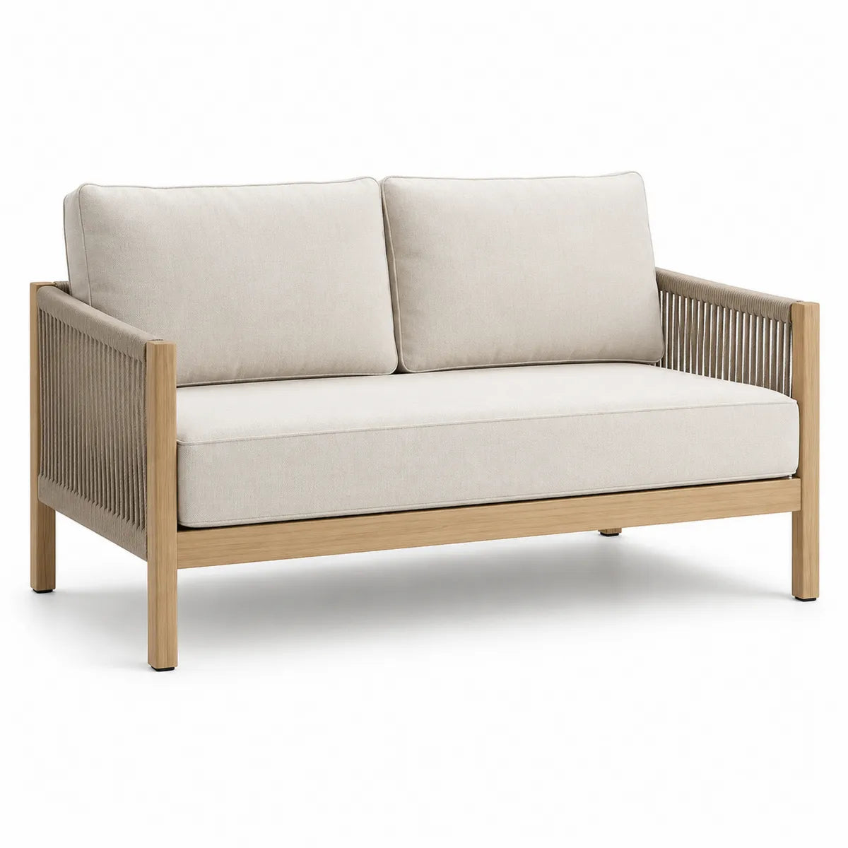 Dwuosobowa sofa ogrodowa drewno akacjowe beżowa